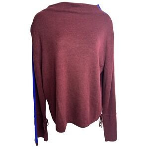 Splendid Sweater Womens Medium‎ Ruby Burgundy Blue Knit Pullover Cashmere Blend